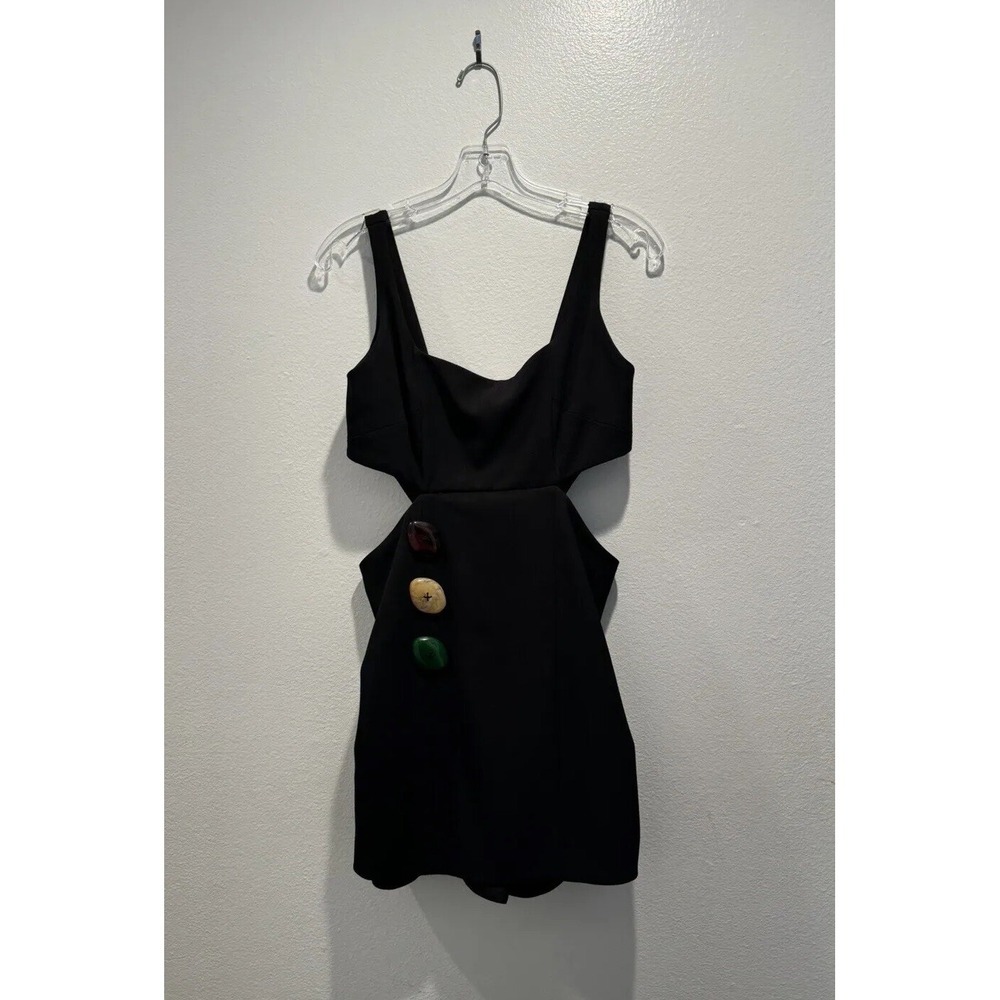 Cris Barros Size‎ 38 Black Cut Out Romper Faux Rocks Artsy Open Back Sexy READ